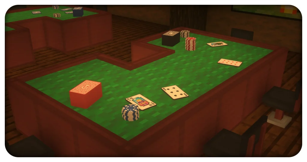 Żetony kasynowe i nowoczesny stół do gry w cyfrowym oświetleniu